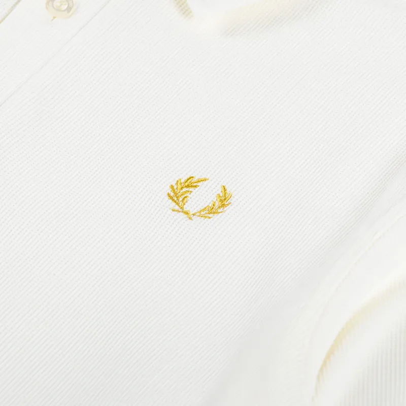 Fred Perry Open Waffle Polo Shirt Ecru-2