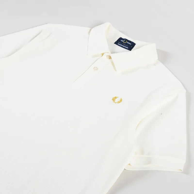 Fred Perry Open Waffle Polo Shirt Ecru-1