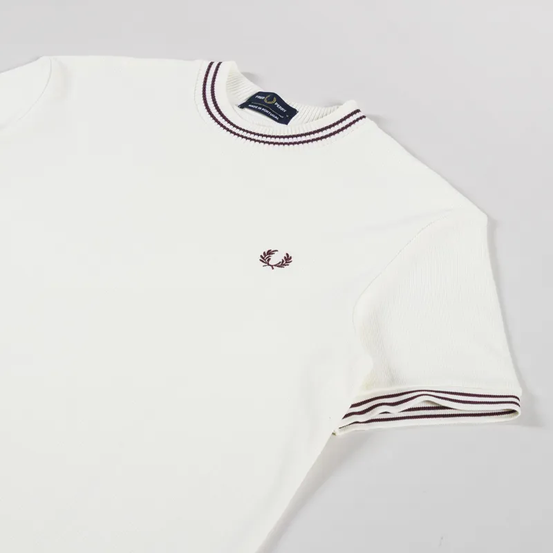 Fred Perry Ribbed Jersey T Shirt Ecru-1