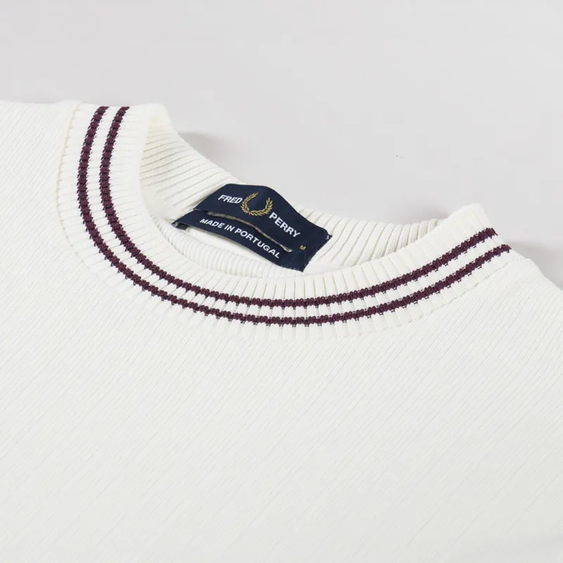 Fred Perry Ribbed Jersey T Shirt Ecru-2