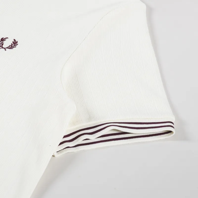 Fred Perry Ribbed Jersey T Shirt Ecru-3