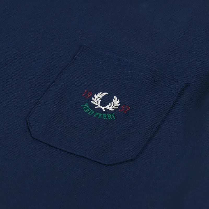 Fred Perry Mens Relaxed 1952 Pocket Tee T Shirt Tennis Blue