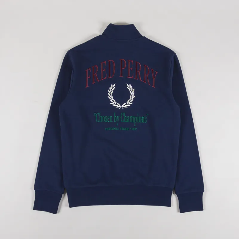 Fred Perry Embroidered Half Zip Tennis Blue