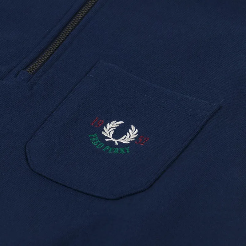 Fred Perry Embroidered Half Zip Tennis Blue-6