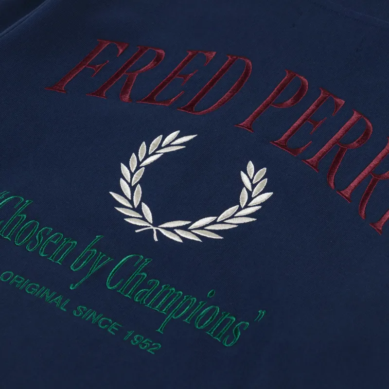 Fred Perry Embroidered Half Zip Tennis Blue-4