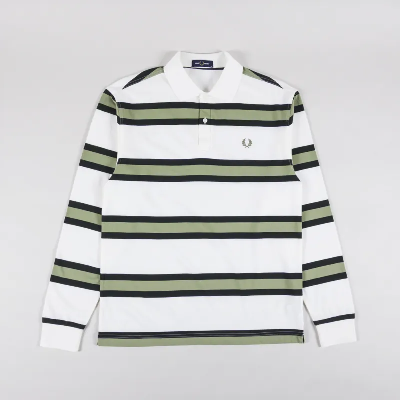 Fred Perry Jersey Stripe Polo Shirt Light Ecru