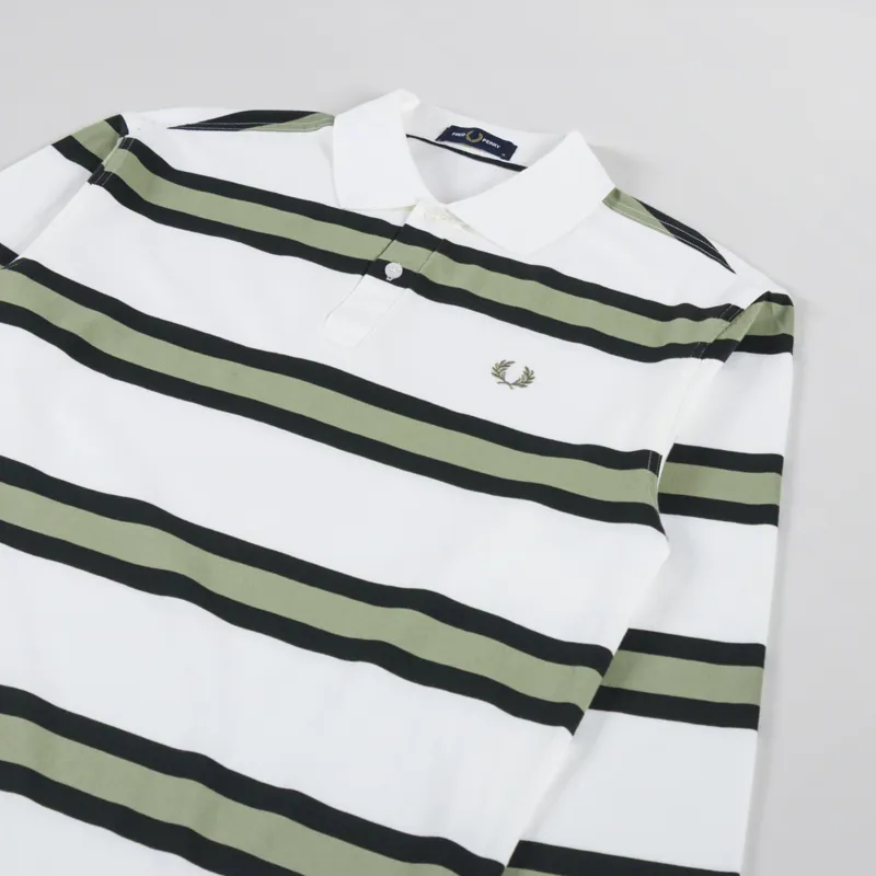 Fred Perry Jersey Stripe Polo Shirt Light Ecru-2