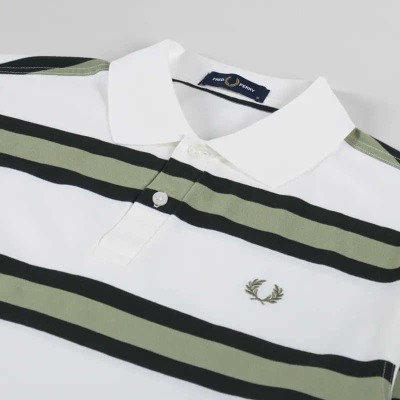 Fred Perry Jersey Stripe Polo Shirt Light Ecru-4