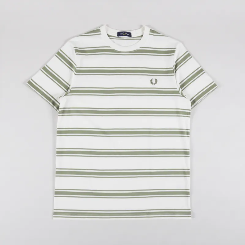 Tシャツ・カットソー FRED PERRY Cotton T-shirt striped motif LIGHT ECRU Fred Perry Mens Fine Stripe T Shirt Tee Green Light Ecru