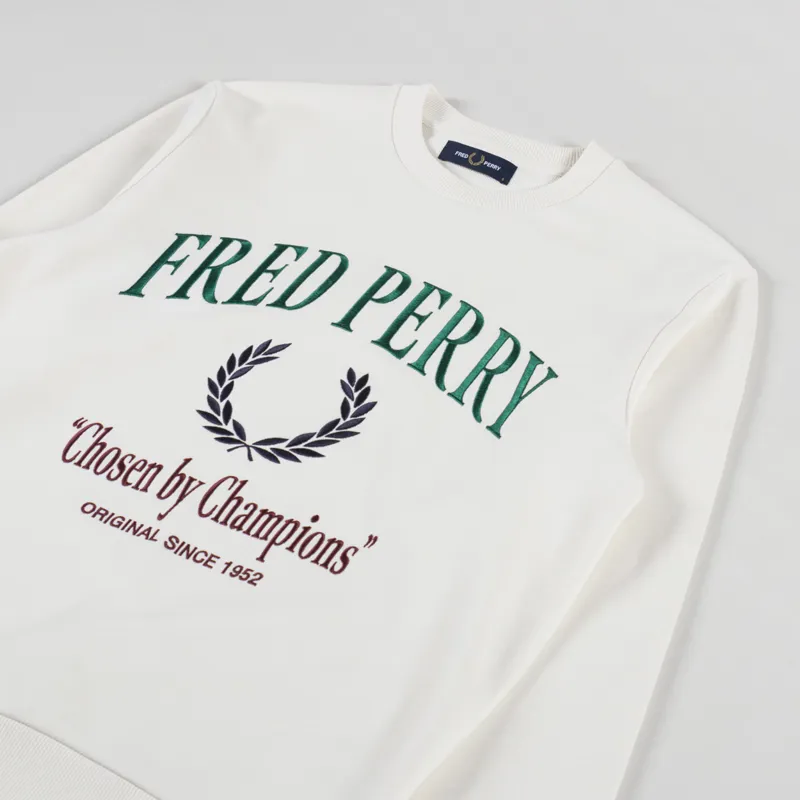 Fred Perry Embroidered Sweatshirt Ecru-2