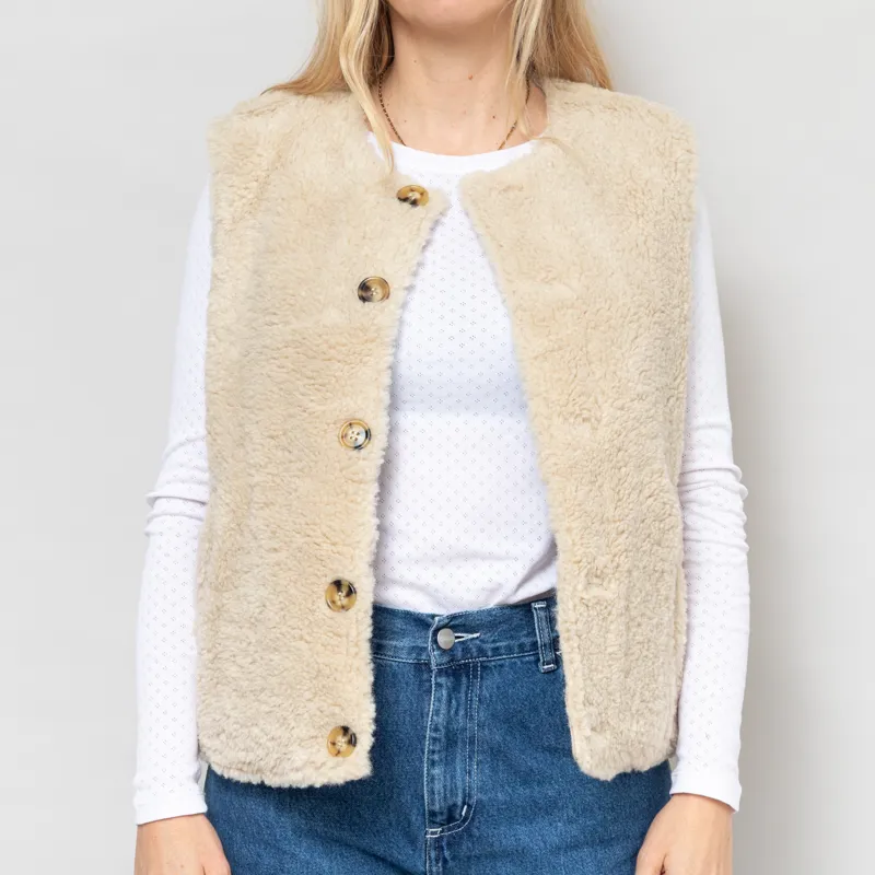 Maison Anana Womens Alica Reversible Gilet Beige-1