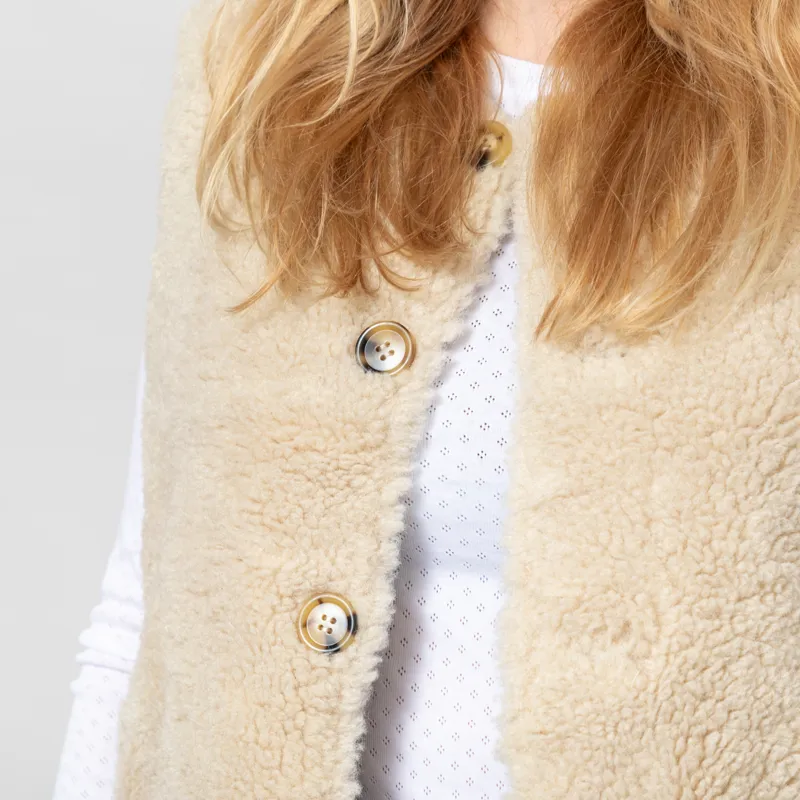 Maison Anana Womens Alica Reversible Gilet Beige-8