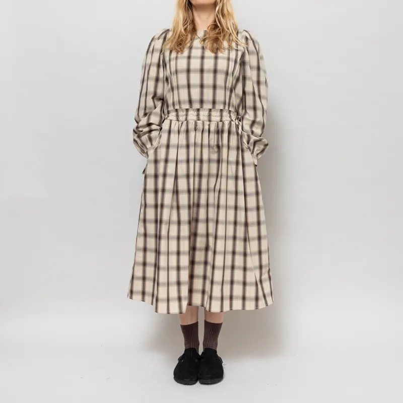 Maison Anana Womens Robe Chainez Dress Beige Check-1