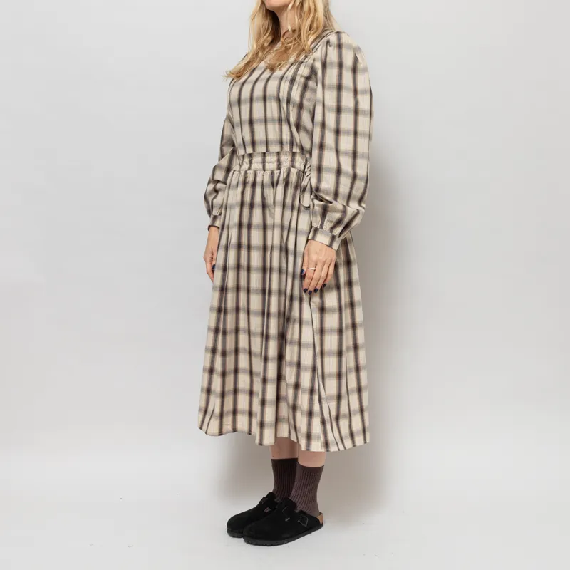 Maison Anana Womens Robe Chainez Dress Beige Check-2