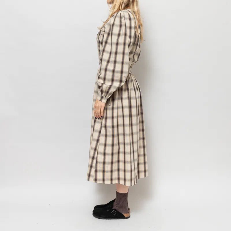 Maison Anana Womens Robe Chainez Dress Beige Check-3