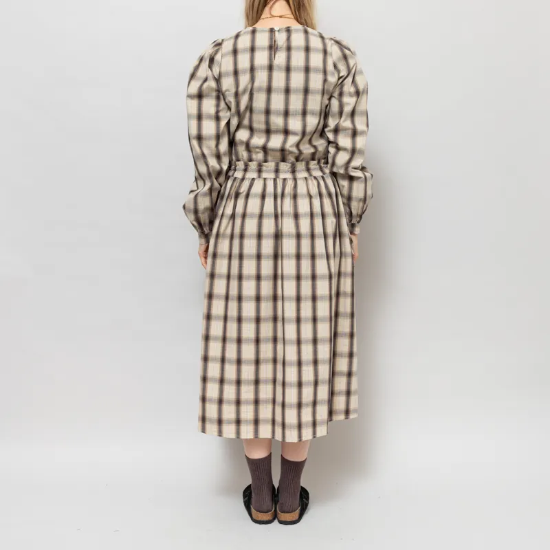 Maison Anana Womens Robe Chainez Dress Beige Check-4