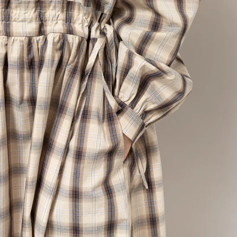 Maison Anana Womens Robe Chainez Dress Beige Check-8