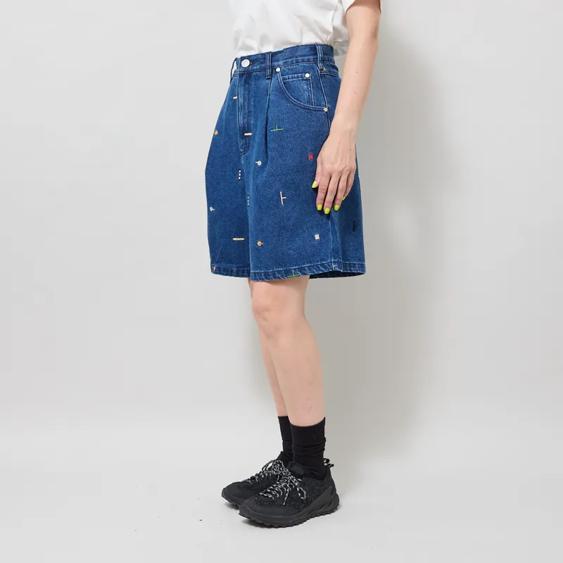 L.F. Markey Womens Mason Shorts Puzzle Embroidery-1