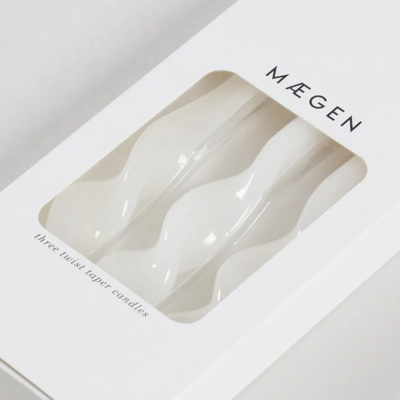 Maegen Twisted Taper Candles Ice White 3 Pack-1