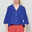 L.F. Markey Womens Maxim Linen Shirt Cobalt