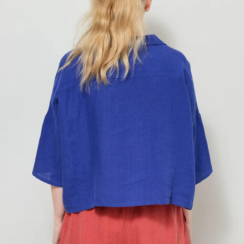 L.F. Markey Womens Maxim Linen Shirt Cobalt-2