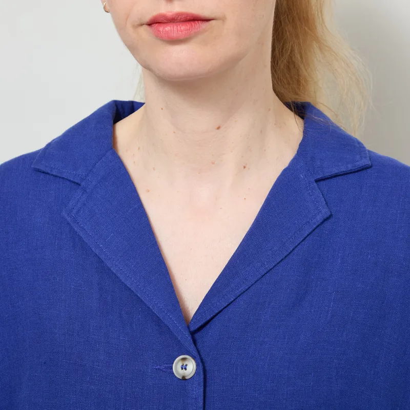 L.F. Markey Womens Maxim Linen Shirt Cobalt-3