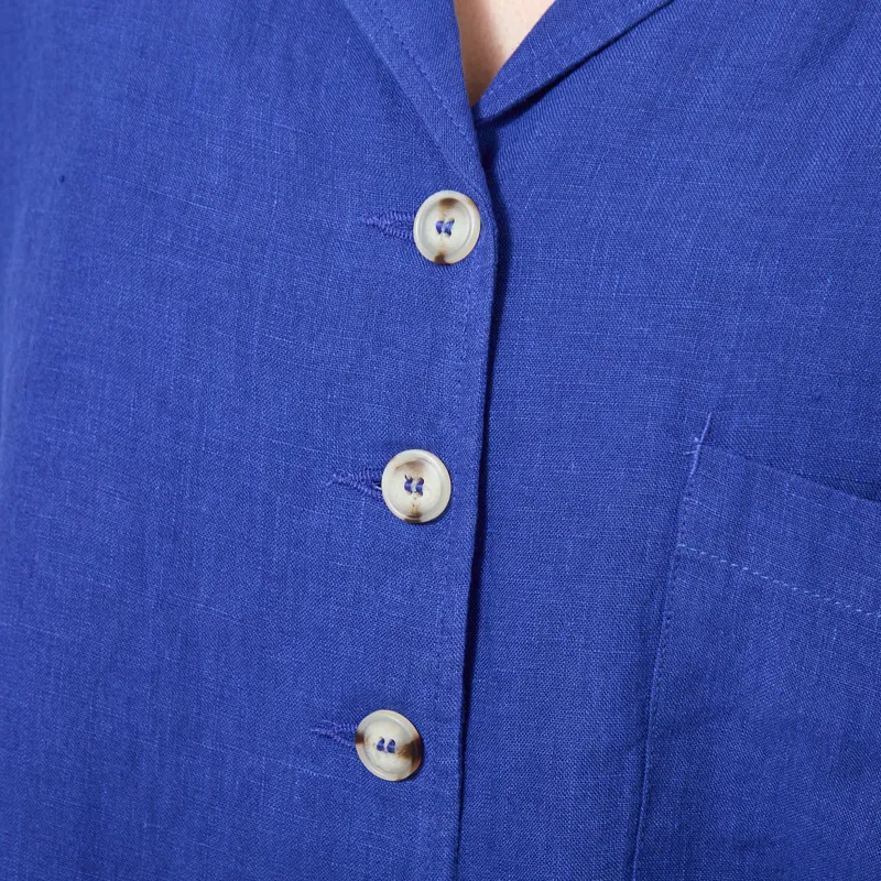 L.F. Markey Womens Maxim Linen Shirt Cobalt-4