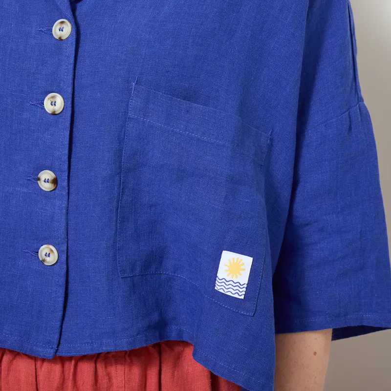 L.F. Markey Womens Maxim Linen Shirt Cobalt-5