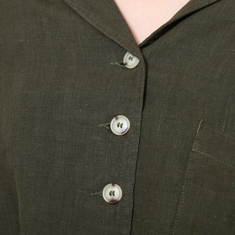 L.F. Markey Womens Maxim Linen Shirt Dark Forest-5