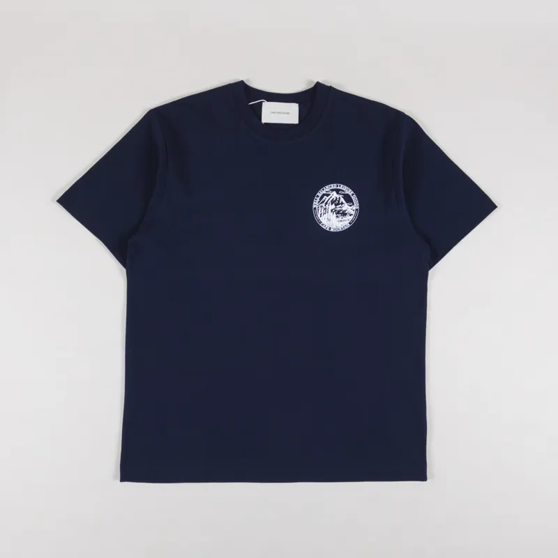 Cafe Mountain Members Stamp T Shirt Deep Navy-1
