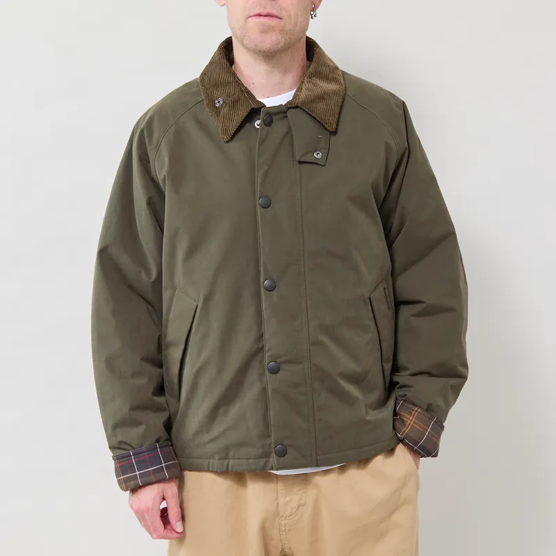 Barbour Oversized Padded Rollback Transport Jacket Olive