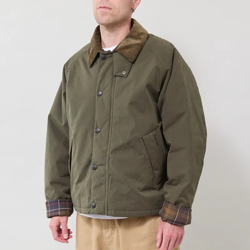 Barbour Oversized Padded Rollback Transport Jacket Olive-1