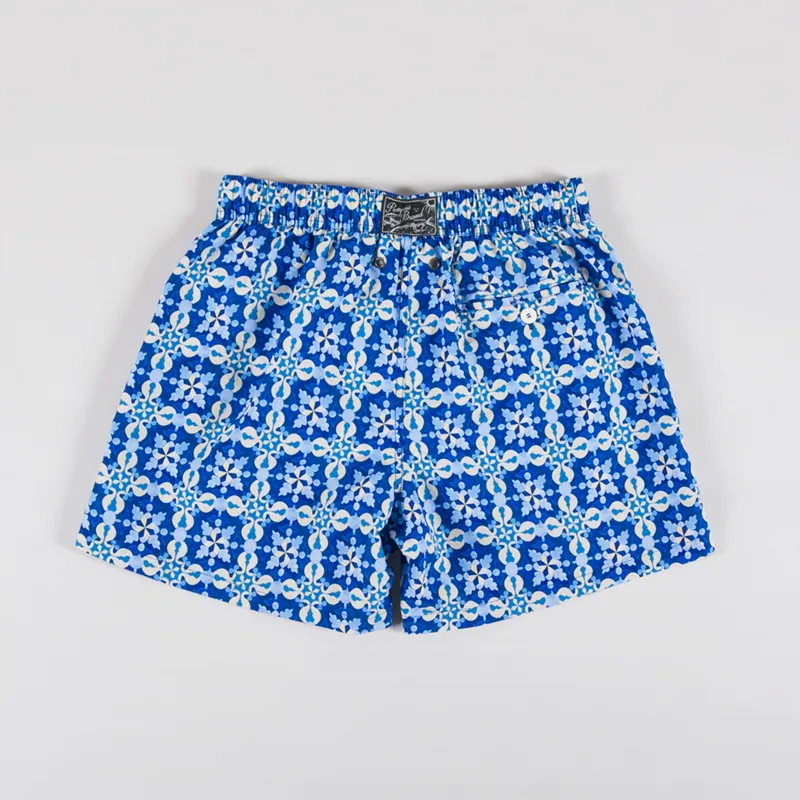 Pompeii Mediterranean Tile Swim Trunks Blue-1