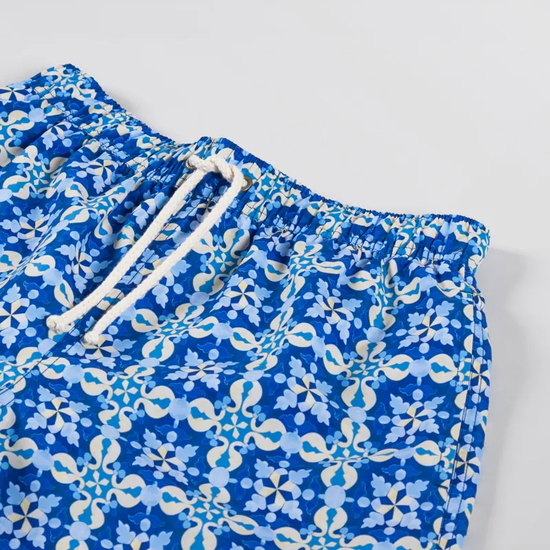 Pompeii Mediterranean Tile Swim Trunks Blue-2