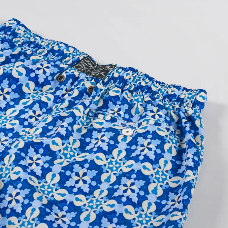 Pompeii Mediterranean Tile Swim Trunks Blue-3