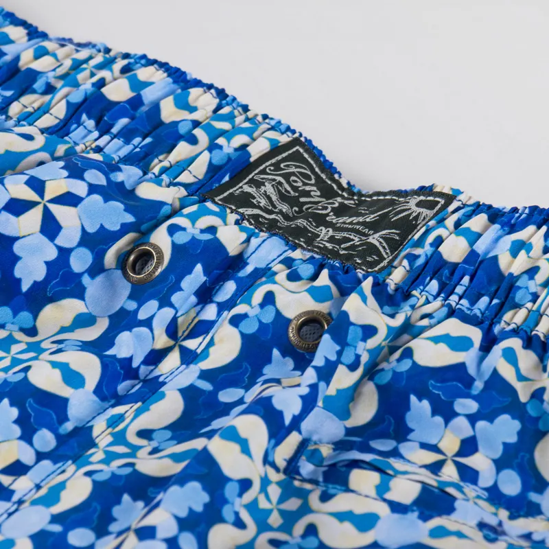 Pompeii Mediterranean Tile Swim Trunks Blue-6