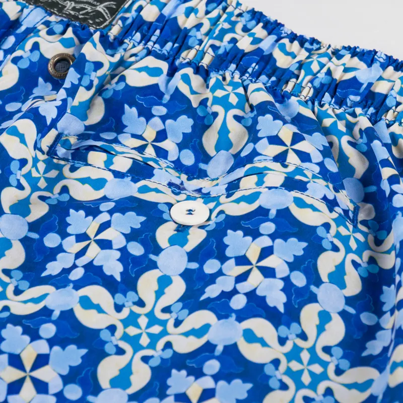 Pompeii Mediterranean Tile Swim Trunks Blue-7