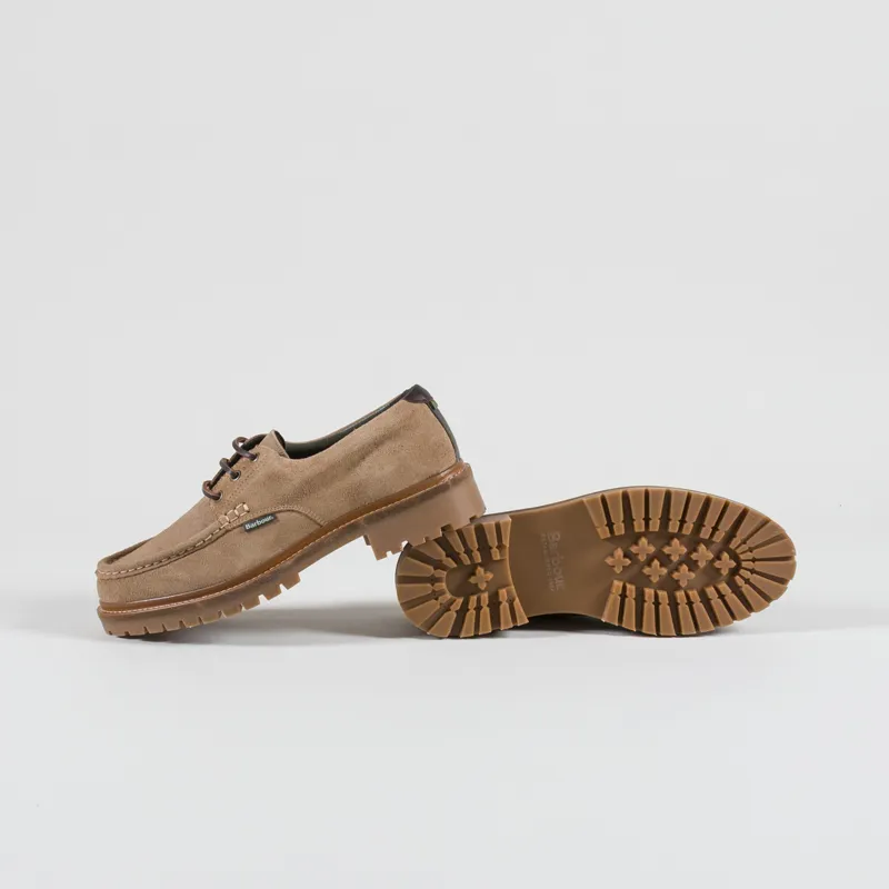 Barbour Paxton Apron Leather Derby Shoes Taupe Suede-3