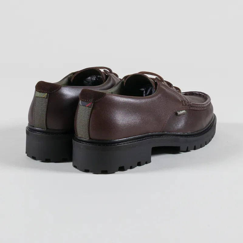 Barbour Paxton Apron Leather Derby Shoes Dark Brown-1