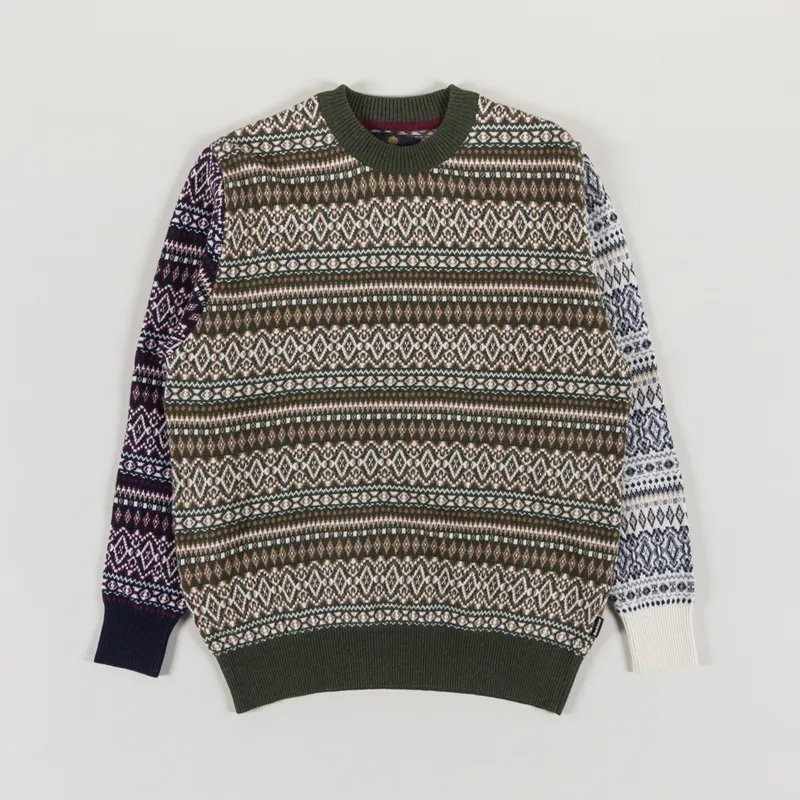 Barbour Hardale Patchwork Crewneck Jumper Olive