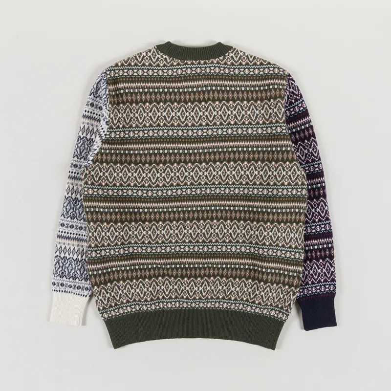 Barbour Hardale Patchwork Crewneck Jumper Olive-1