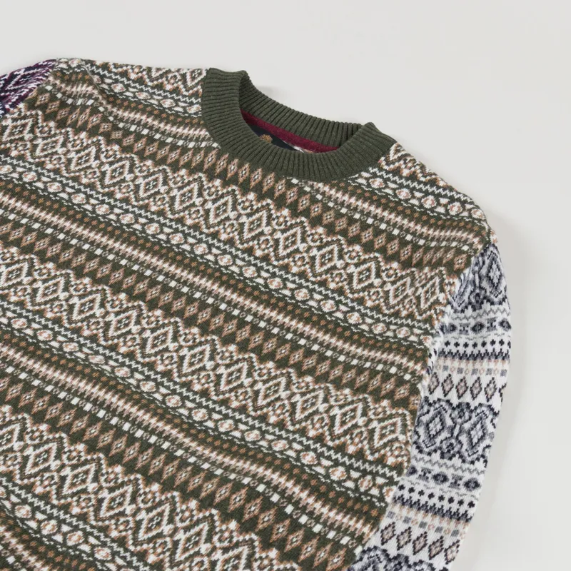 Barbour Hardale Patchwork Crewneck Jumper Olive-2