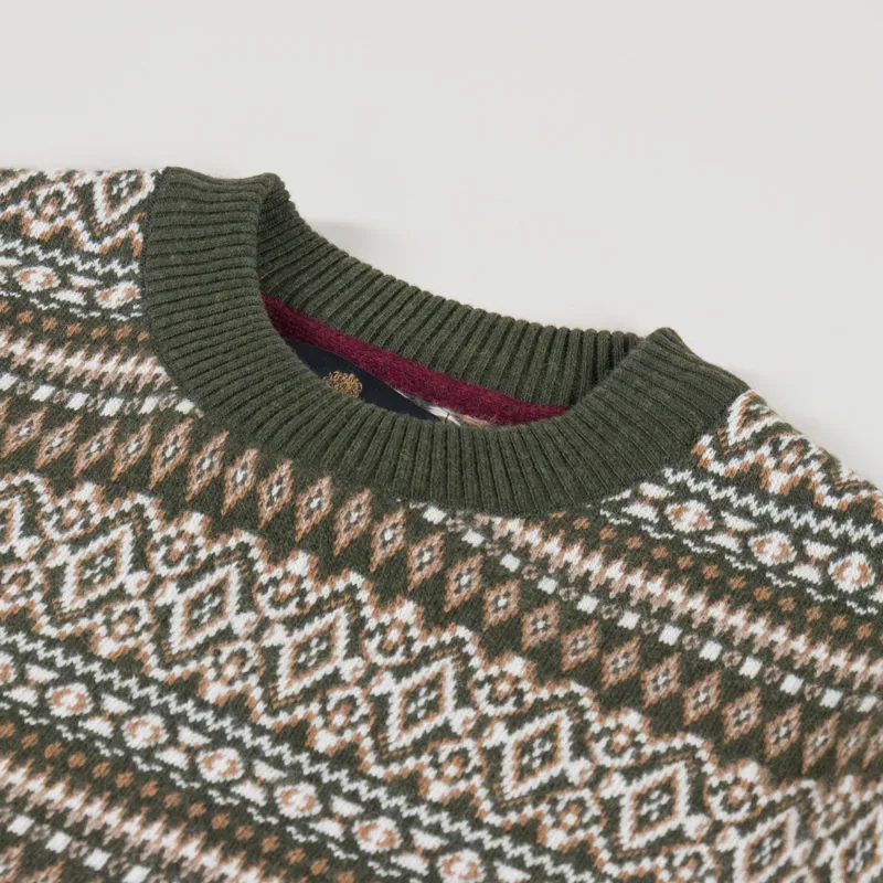 Barbour Hardale Patchwork Crewneck Jumper Olive-4