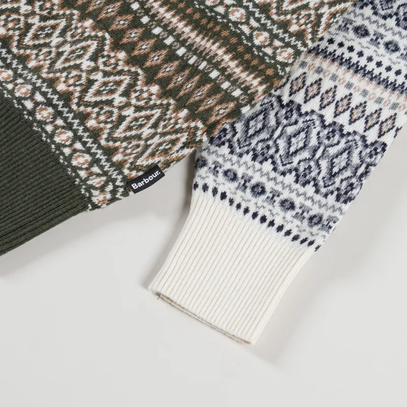 Barbour Hardale Patchwork Crewneck Jumper Olive-7