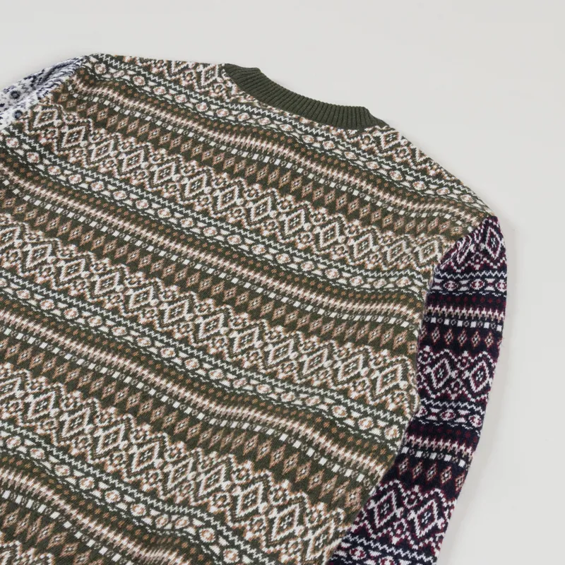 Barbour Hardale Patchwork Crewneck Jumper Olive-3