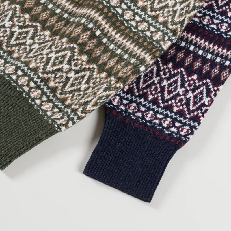 Barbour Hardale Patchwork Crewneck Jumper Olive-8