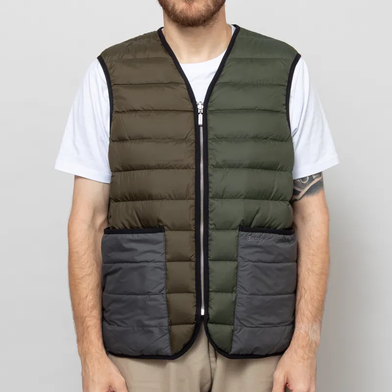 Barbour Reversible Down Liner Olive Multi