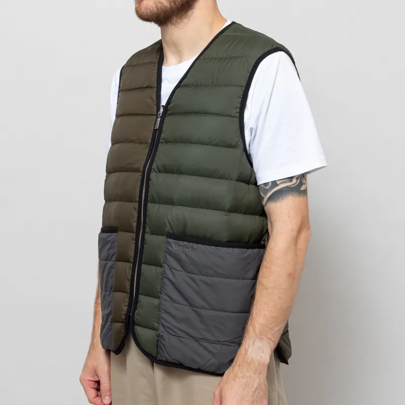 Barbour Reversible Down Liner Olive Multi-3