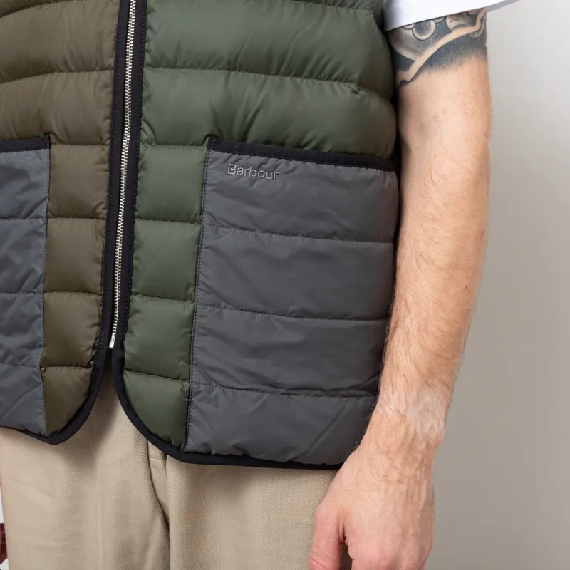 Barbour Reversible Down Liner Olive Multi-10