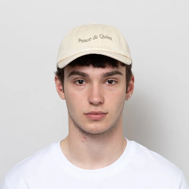 Museum Of Peace And Quiet Wordmark Distressed Dad Cap Bone-1